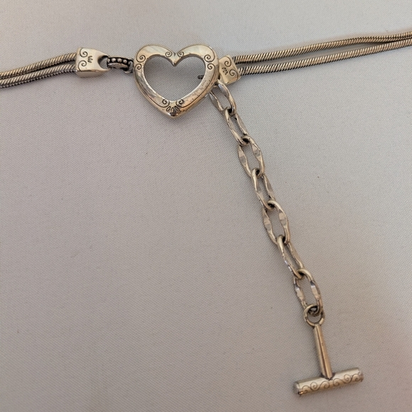 Brighton Vintage Silver Heart Double Snake Chain Belt - Picture 7 of 8